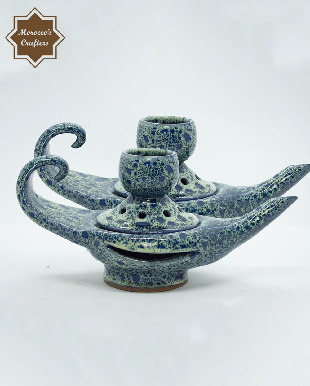 Moroccan Handmade Ceramic Aladin's Lamp Shaped Aroma Candle Diffuser