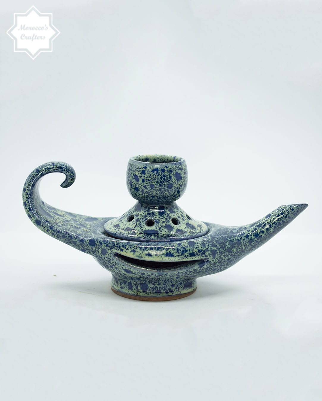 Moroccan Handmade Ceramic Aladin's Lamp Shaped Aroma Candle Diffuser