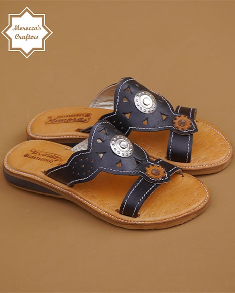 Step into Style: Handmade Moroccan Decorated Women's Leather Sandals