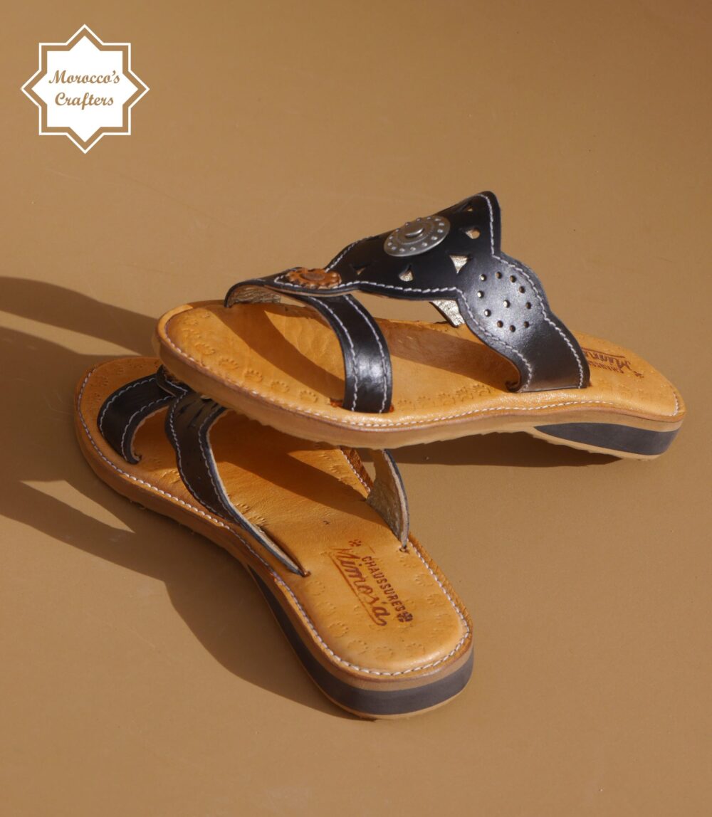 Step into Style: Handmade Moroccan Decorated Women's Leather Sandals