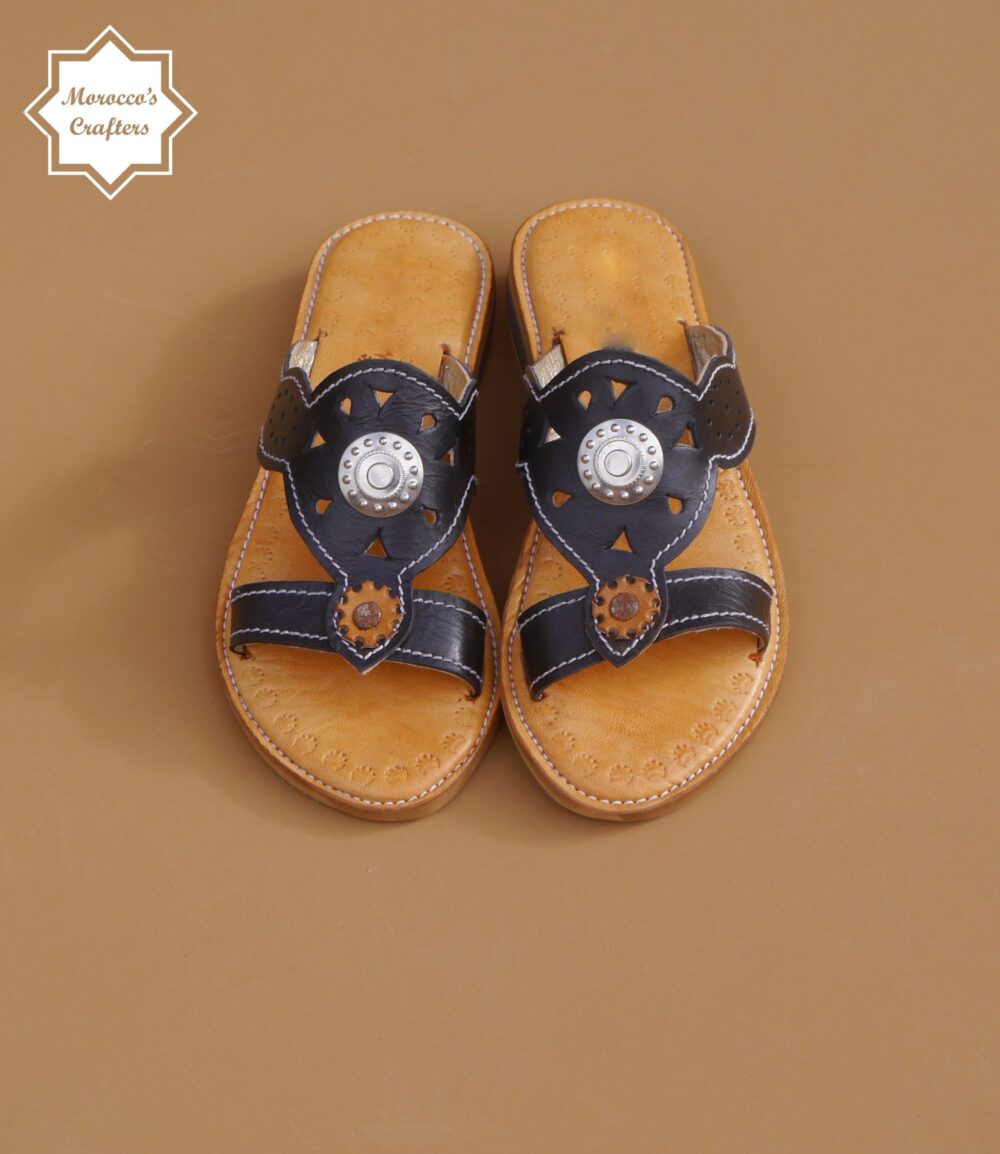 Step into Style: Handmade Moroccan Decorated Women's Leather Sandals | Shop Now