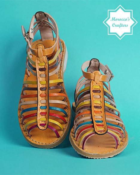 Vibrant Handmade Moroccan Multicolor Gladiator Sandal - Exquisite Craftsmanship and Style