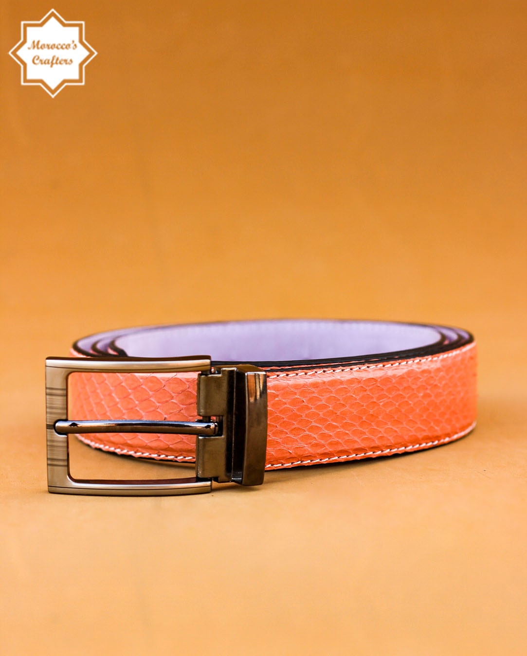 Handmade Moroccan Serpent Leather Belt - Exquisite Craftsmanship and Style