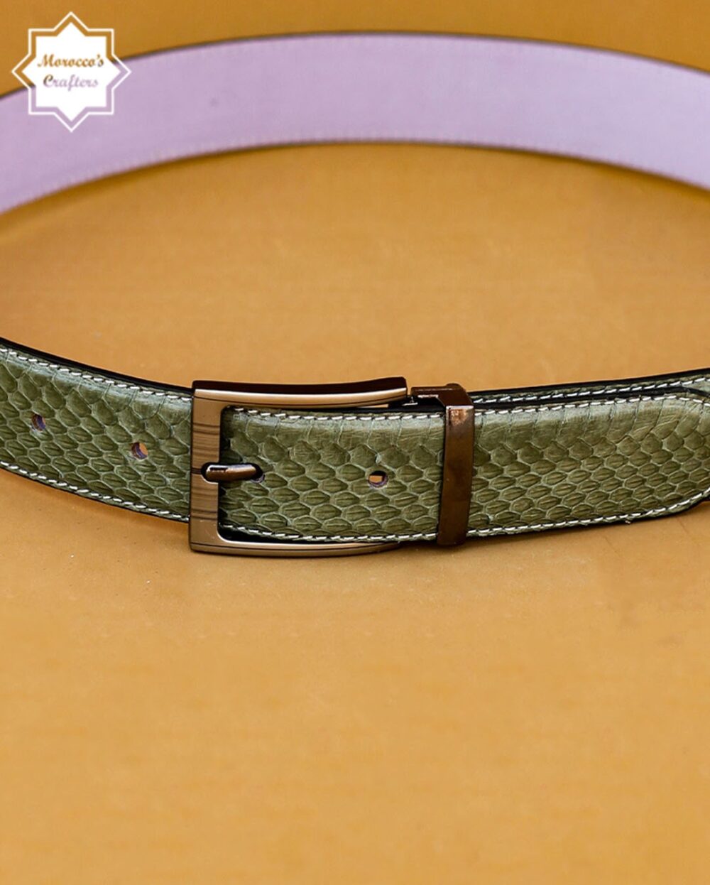 Handmade Moroccan Serpent Leather Belt - Exquisite Craftsmanship and Style