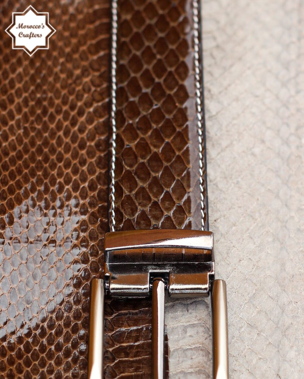 Handmade Moroccan Serpent Leather Belt - Exquisite Craftsmanship and Style