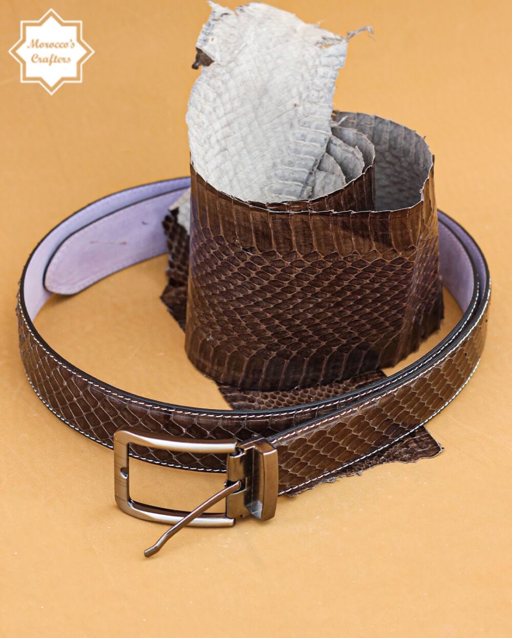 Handmade Moroccan Serpent Leather Belt - Exquisite Craftsmanship and Style