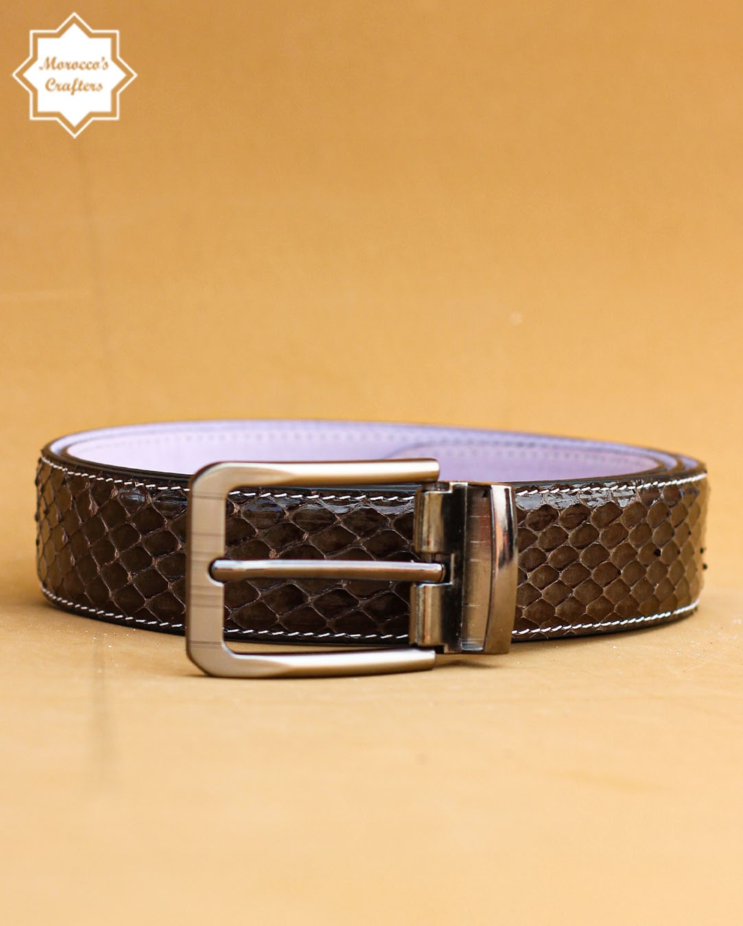 Handmade Moroccan Serpent Leather Belt - Exquisite Craftsmanship and Style