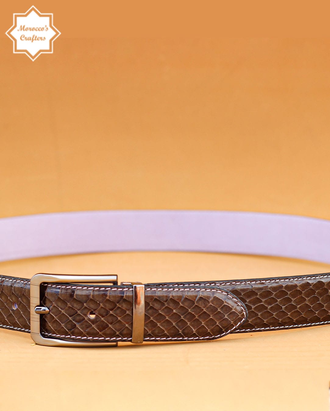 Handmade Moroccan Serpent Leather Belt - Exquisite Craftsmanship and Style