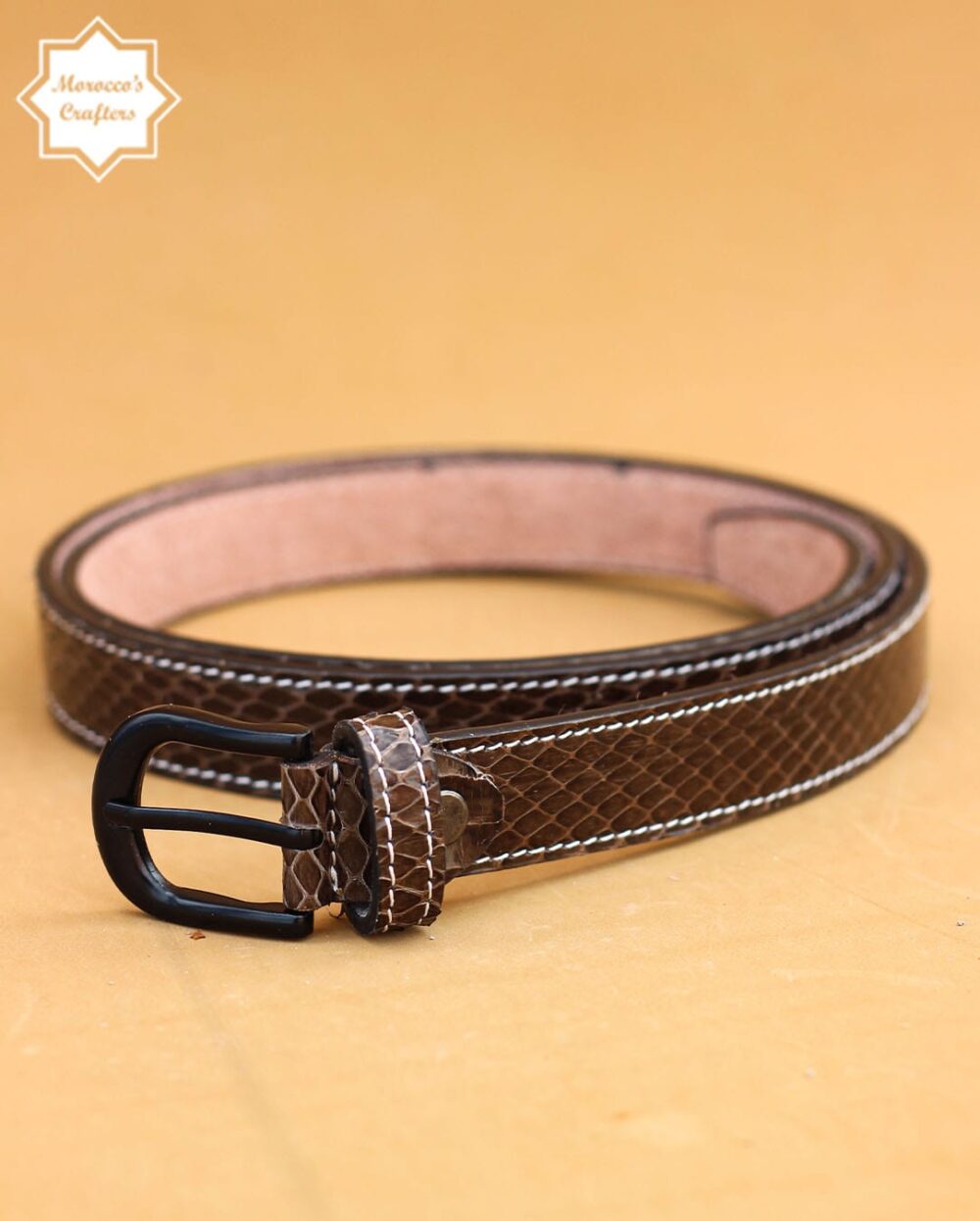 Handmade Moroccan Serpent Leather Belt - Exquisite Craftsmanship and Style