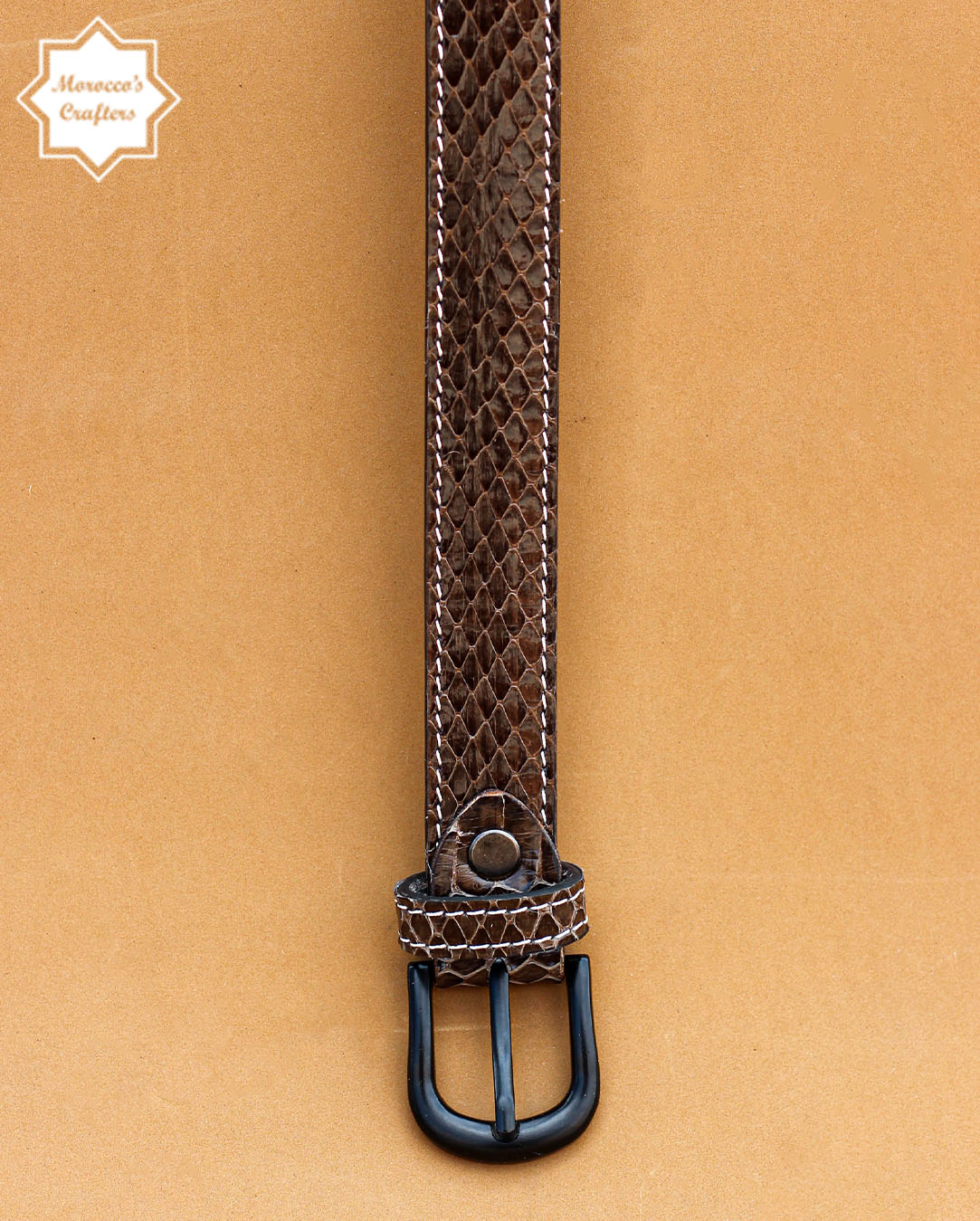 Handmade Moroccan Serpent Leather Belt - Exquisite Craftsmanship and Style