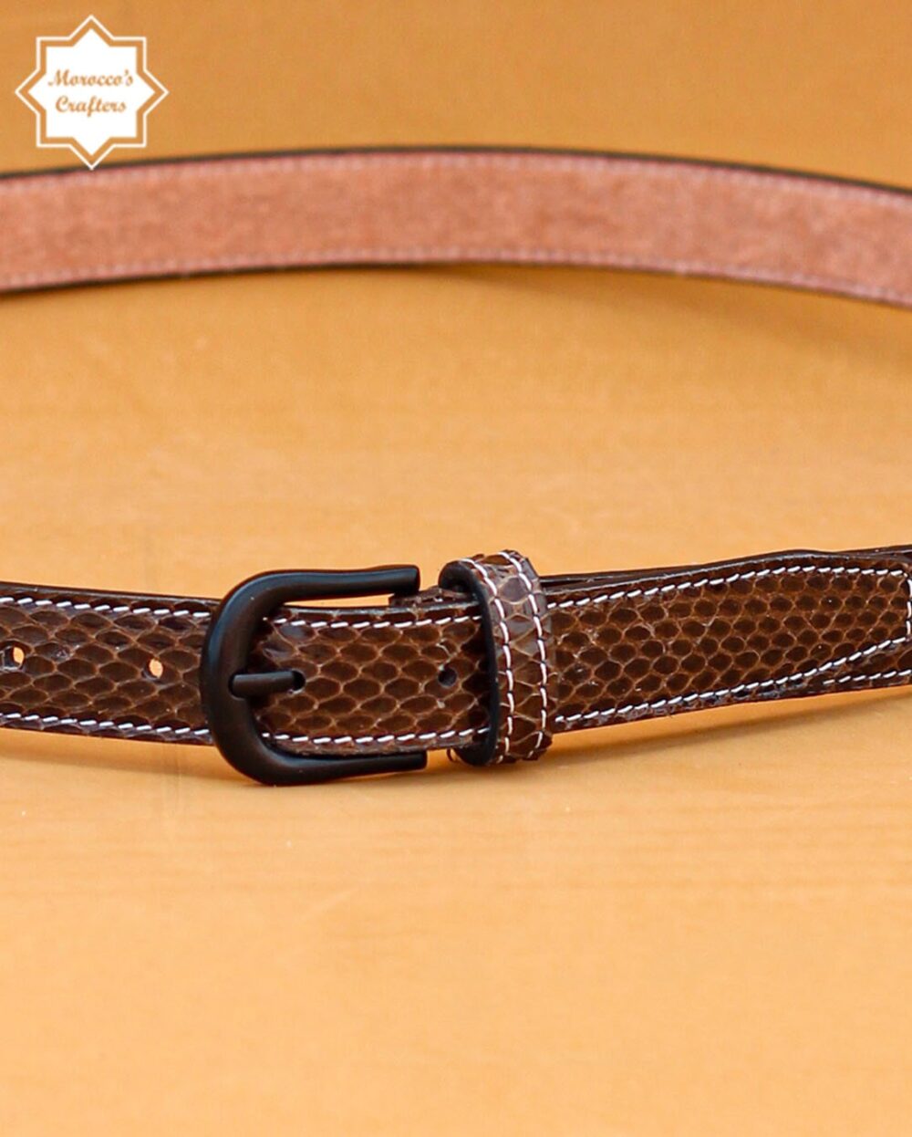 Handmade Moroccan Serpent Leather Belt - Exquisite Craftsmanship and Style