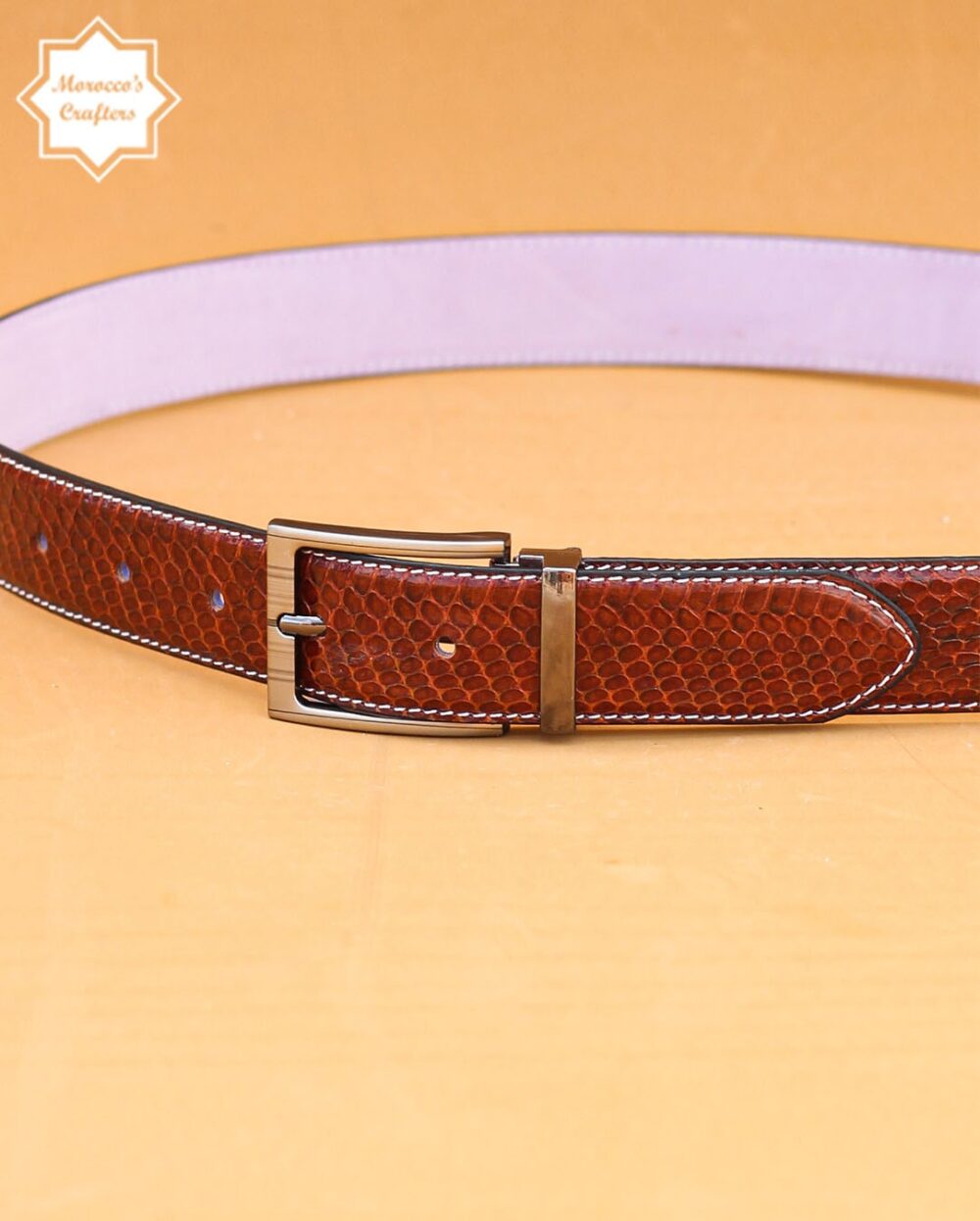 Handmade Moroccan Serpent Leather Belt - Exquisite Craftsmanship and Style