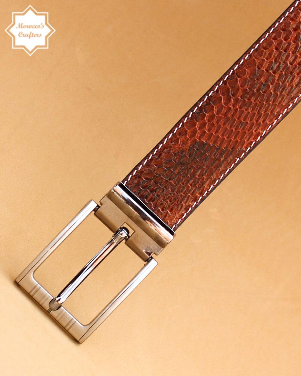 Handmade Moroccan Serpent Leather Belt - Exquisite Craftsmanship and Style