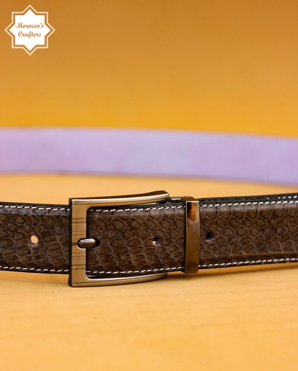 Handmade Moroccan Serpent Leather Belt - Exquisite Craftsmanship and Style