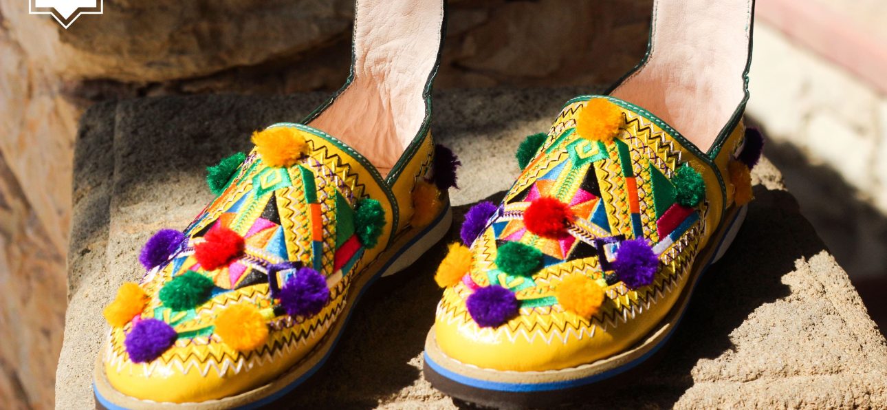 Moroccan Handmade Leather Decorated Berber Style Women's Slipper with Adjustable Strap