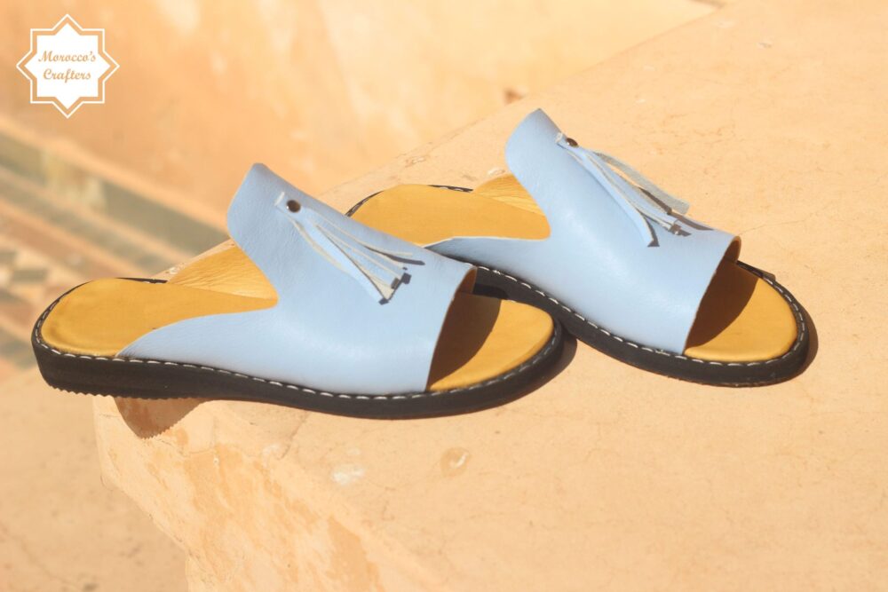 Step into Style: Handmade Moroccan Decorated Women's Leather Sandals