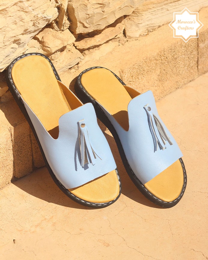 Step into Style: Handmade Moroccan Decorated Women's Leather Sandals