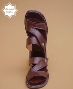 Men's handmade Moroccan brown leather sandal with intricate craftsmanship and authentic design