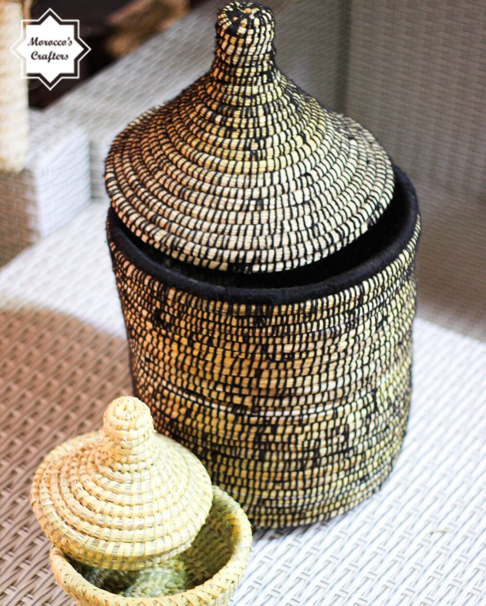 Moroccan Tagine Shaped Straw Basket Handcrafted Beauty