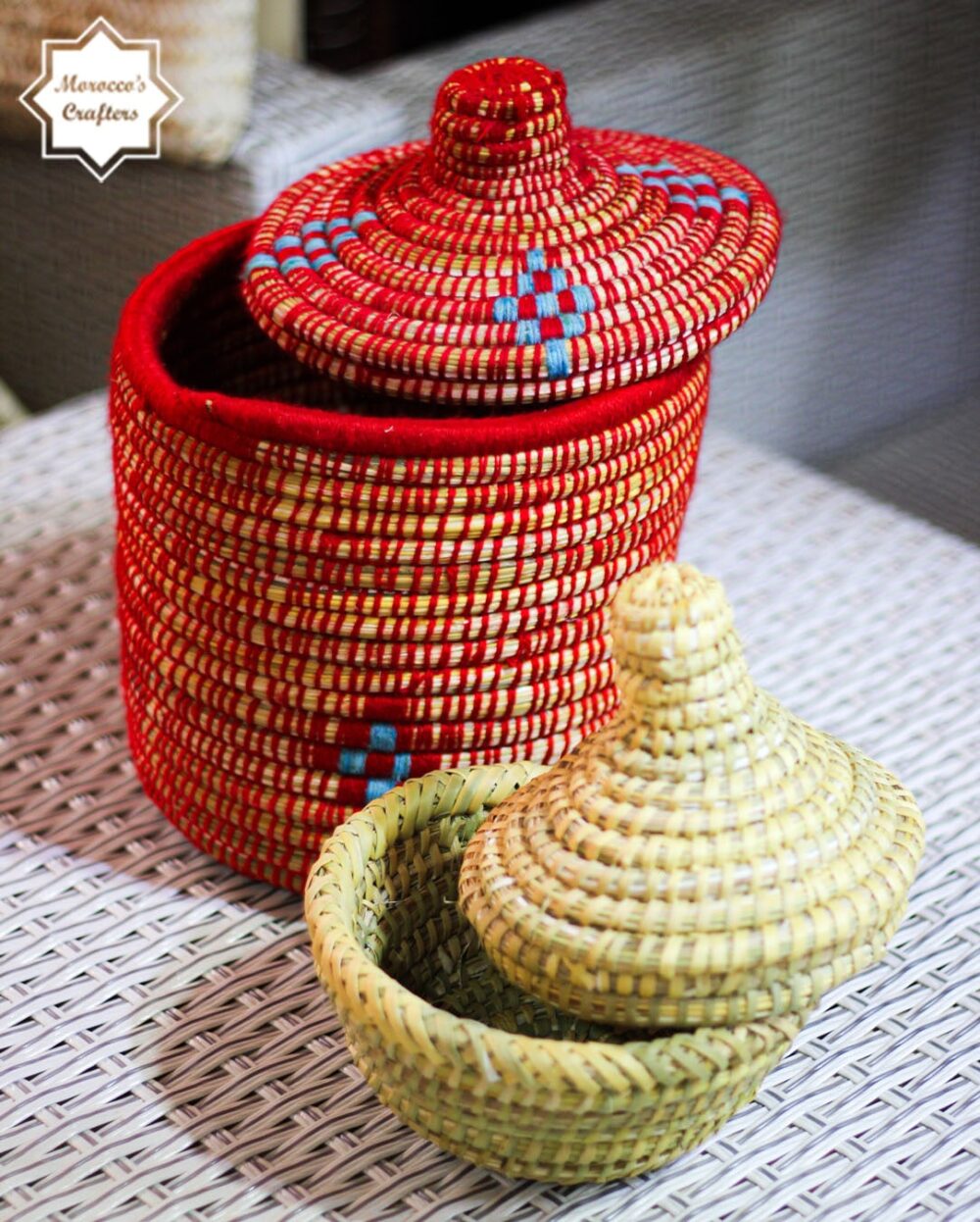 Moroccan Tagine Shaped Straw Basket Handcrafted Beauty With Small Straw Tagine