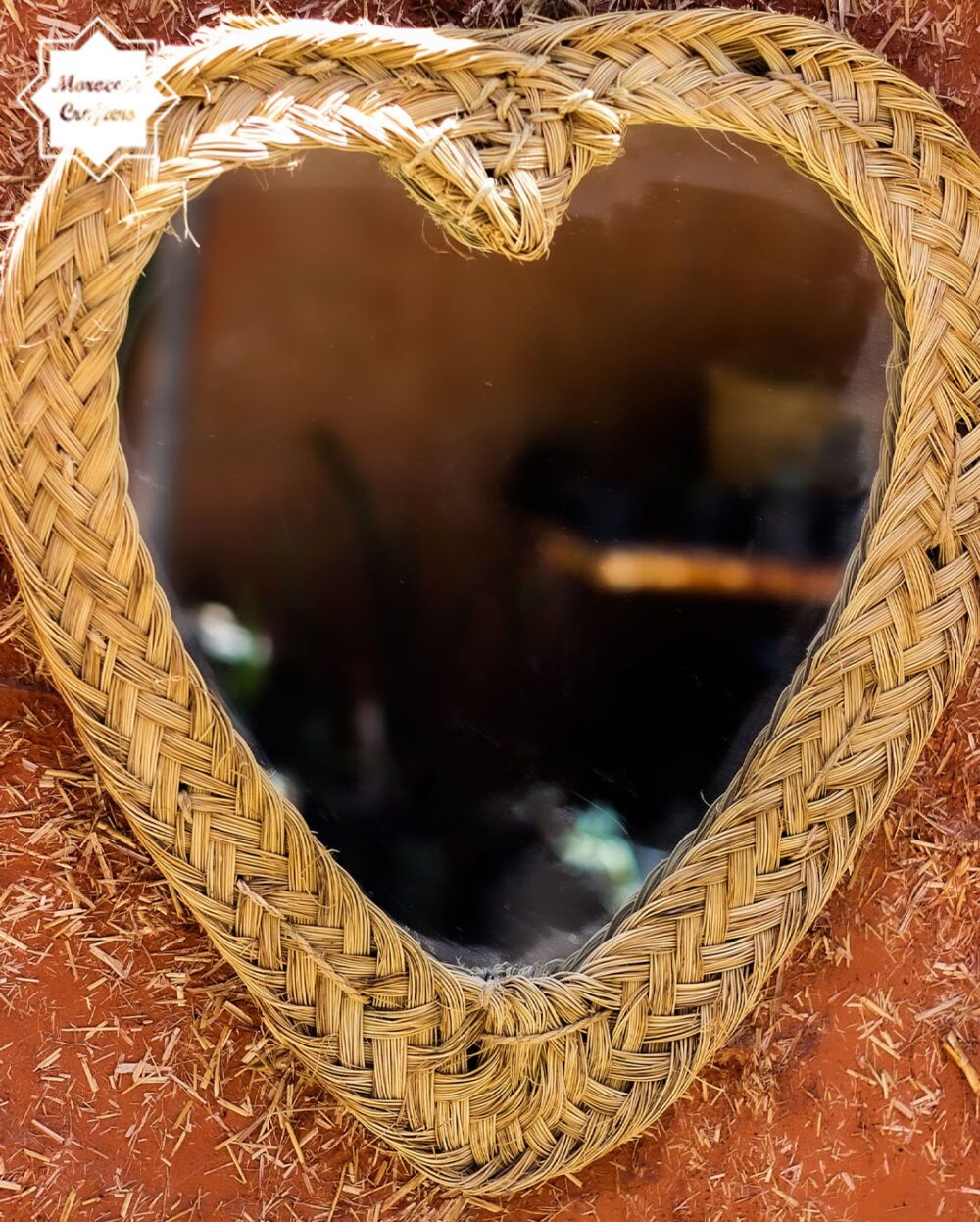 Natural Straw Raffia Mirror - Handcrafted Rustic Elegance for Home Decor