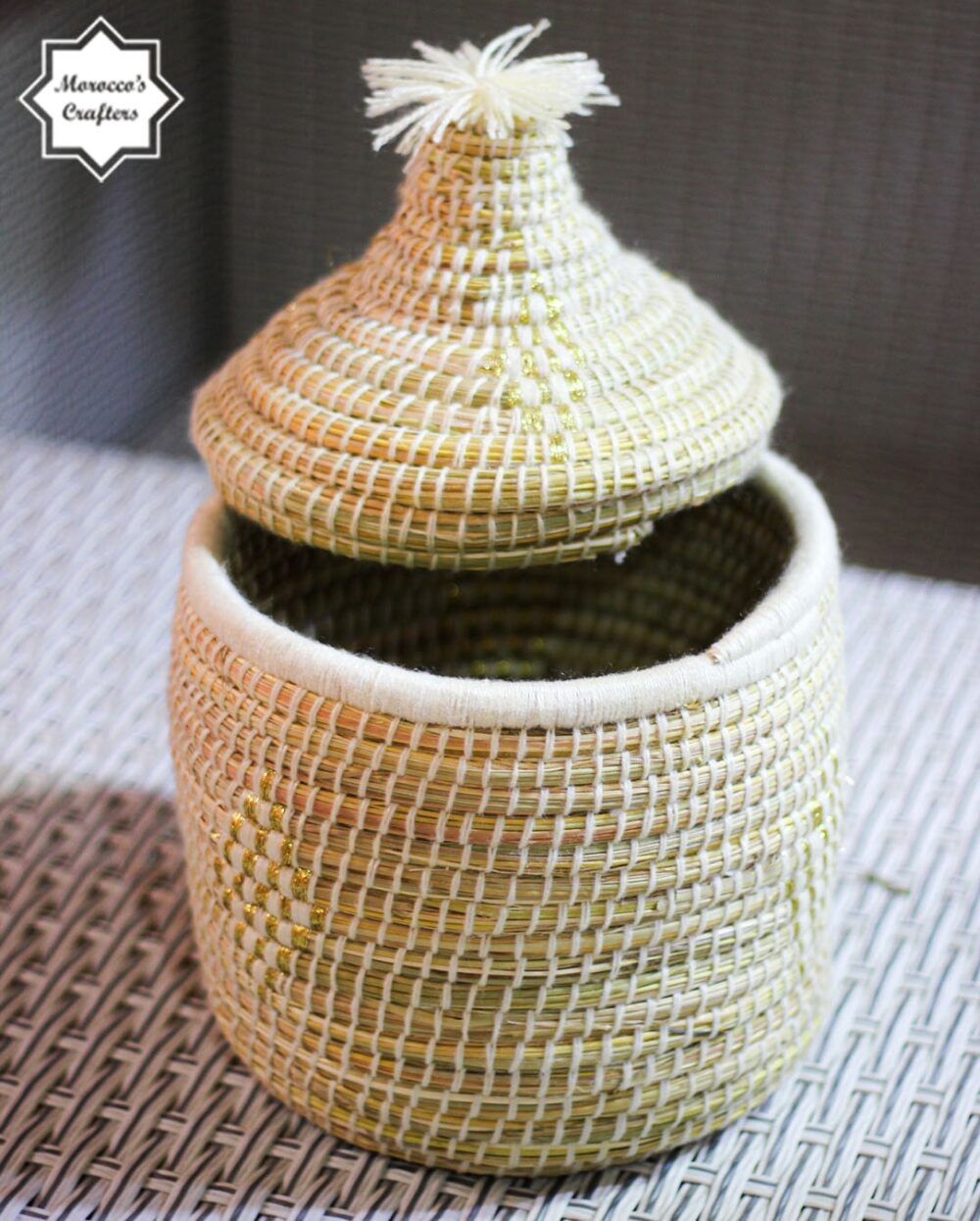 Traditional Moroccan Tagine Shaped Straw Basket Beachy Elegance and Boho Charm