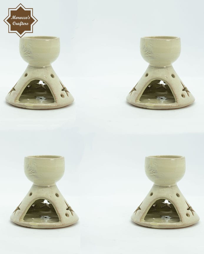 Handmade Moroccan Ceramic Tagine Shaped Aroma Candle Diffuser (4 Pack)