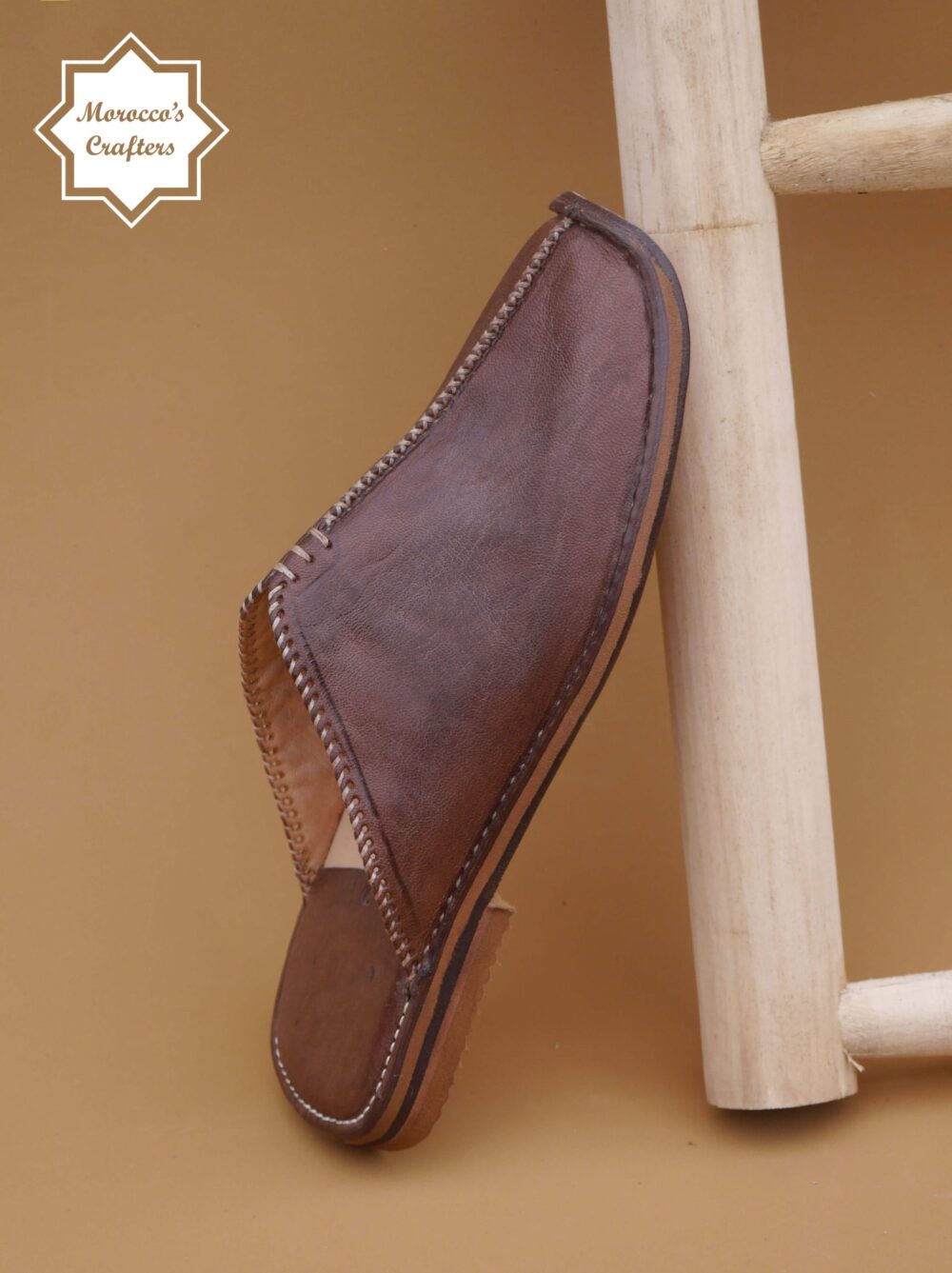 Handmade Moroccan Brown Slippers - Luxury Footwear for Men and Women