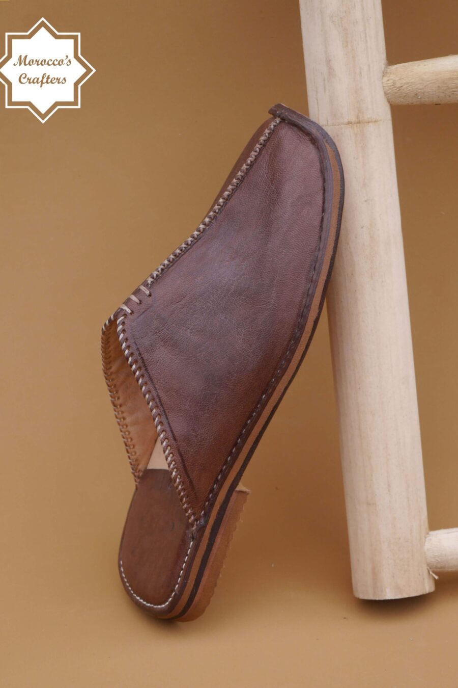 Handmade Moroccan Brown Slippers - Luxury Footwear for Men and Women