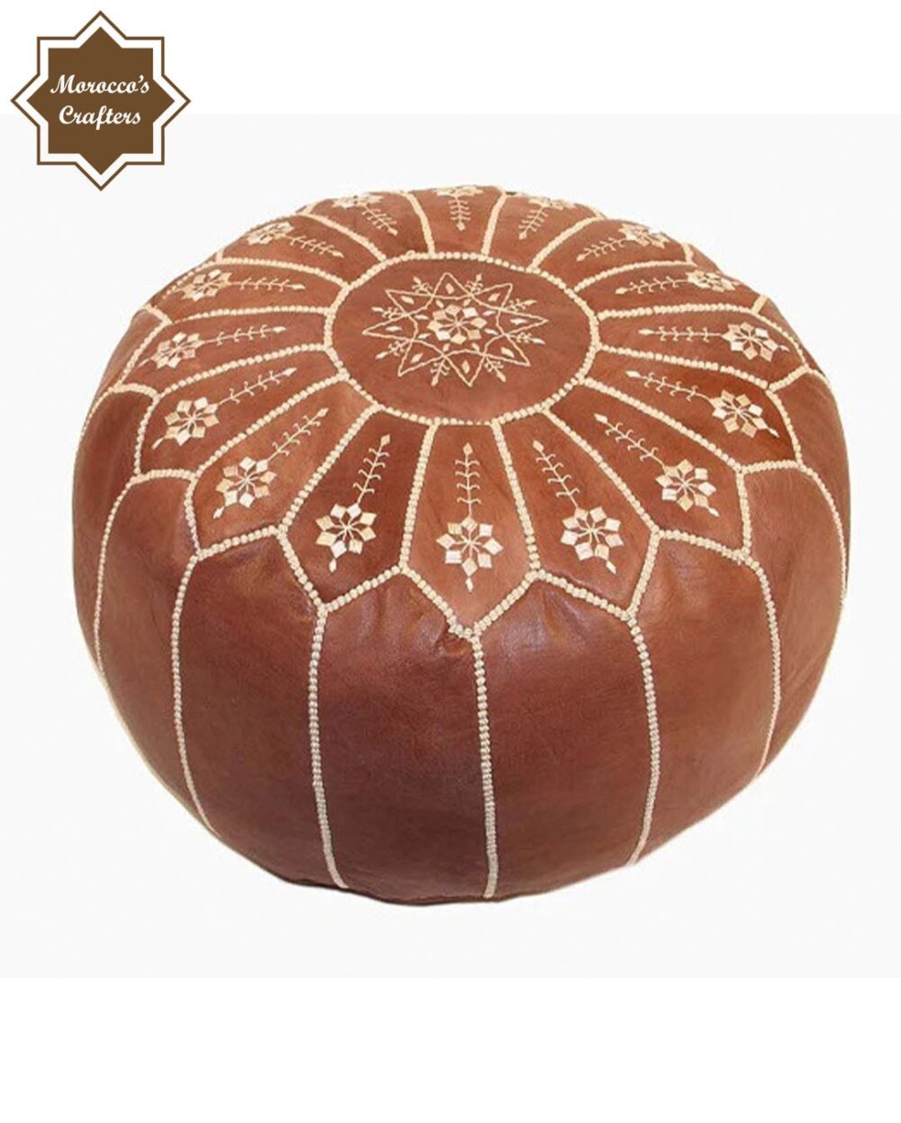 Handmade Moroccan Brown Leather Poufs Exquisite Comfort and Timeless Beauty