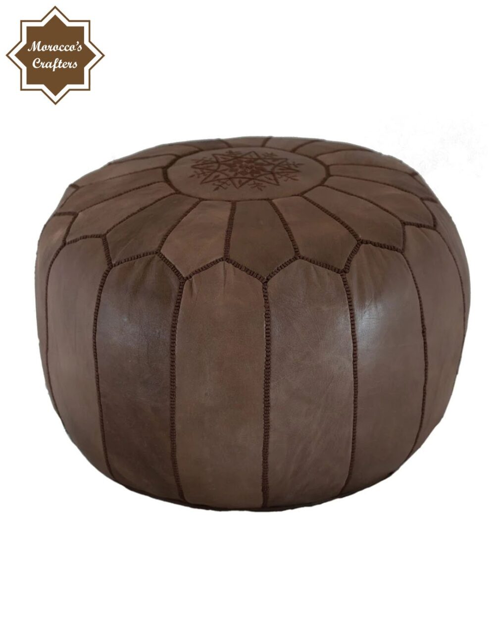 Handmade Moroccan Dark Brown Leather Poufs Exquisite Comfort and Timeless Beauty