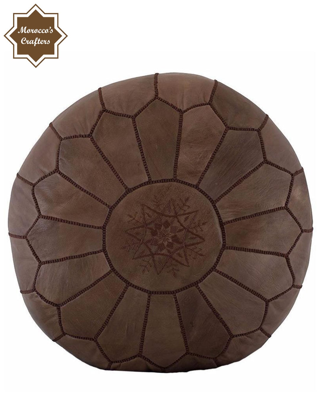 Handmade Moroccan Dark Brown Leather Poufs Exquisite Comfort and Timeless Beauty