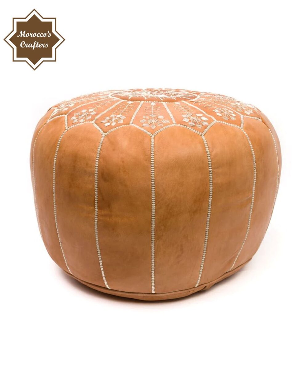 Handmade Moroccan Leather Light Brown Pouf Exquisite Comfort and Timeless Beauty