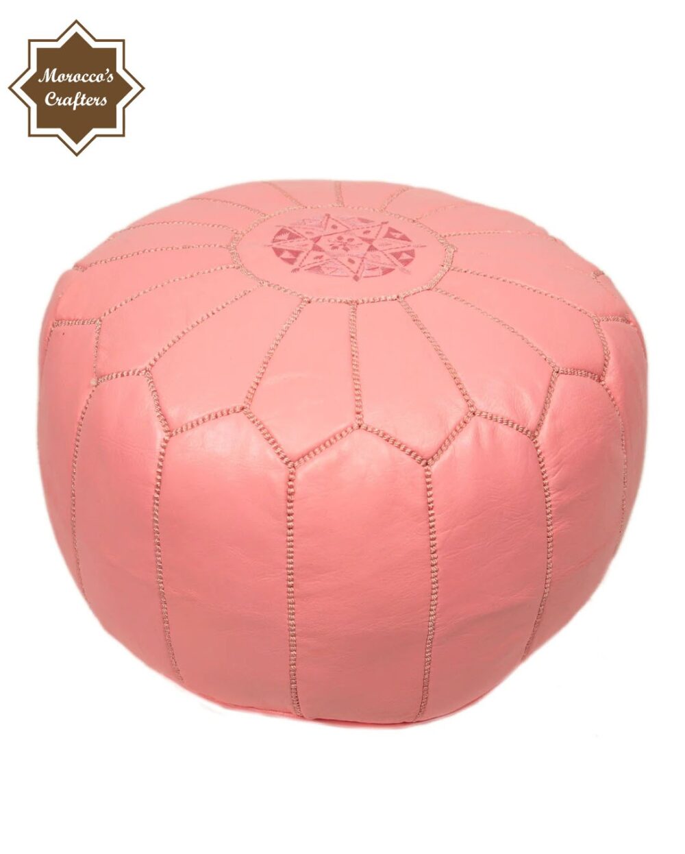 Handmade Moroccan Leather Pink Pouf Exquisite Comfort and Timeless Beauty