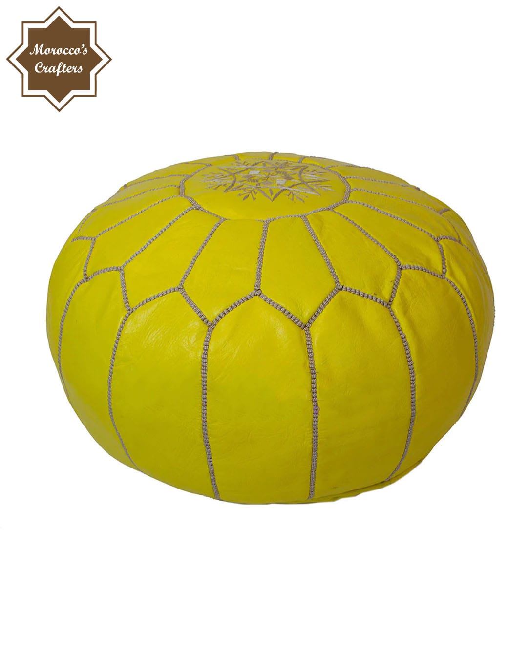 Handmade Moroccan Yellow Leather Poufs Exquisite Comfort and Timeless Beauty