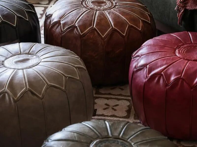 Vibrant Moroccan Leather Pouffs, a Splash of Color for Your Home Decor