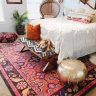 "Handmade Moroccan Pouffs in a Boho Bedroom