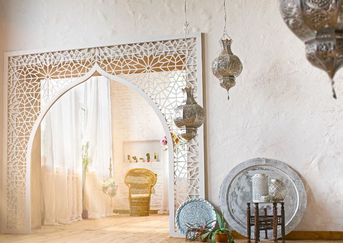 Moroccan Brass Lantern casting captivating patterns