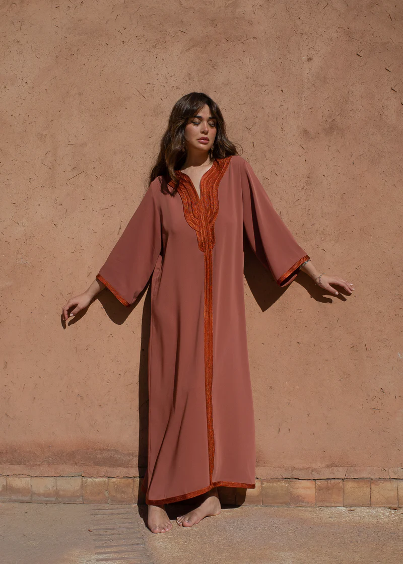 Crepe Kaftan Dress with Statement Sfeefa Work