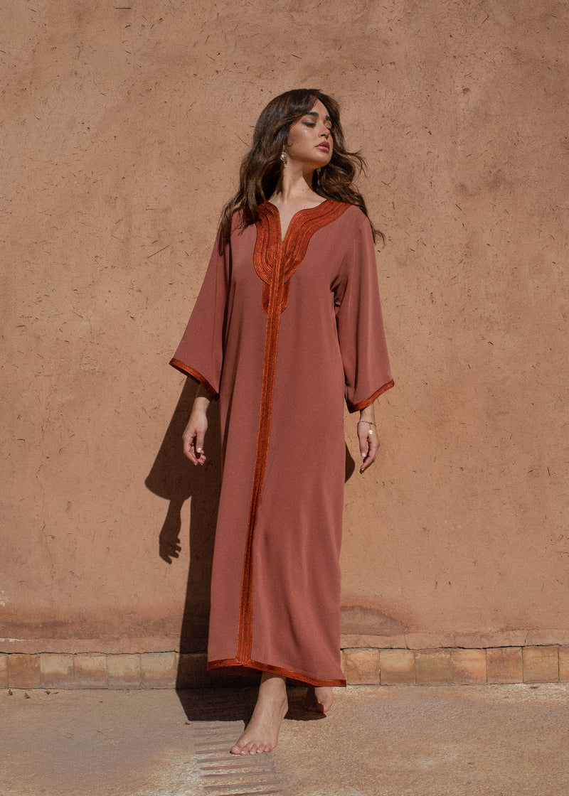 Crepe Kaftan Dress with Statement Sfeefa Work