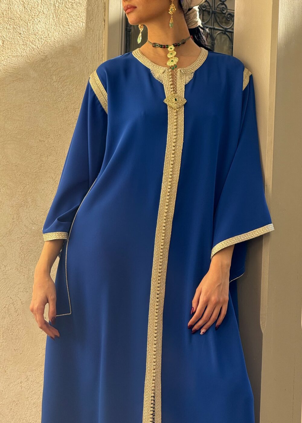 Kaftan with Golden Sfifa and Moroccan Embroideries