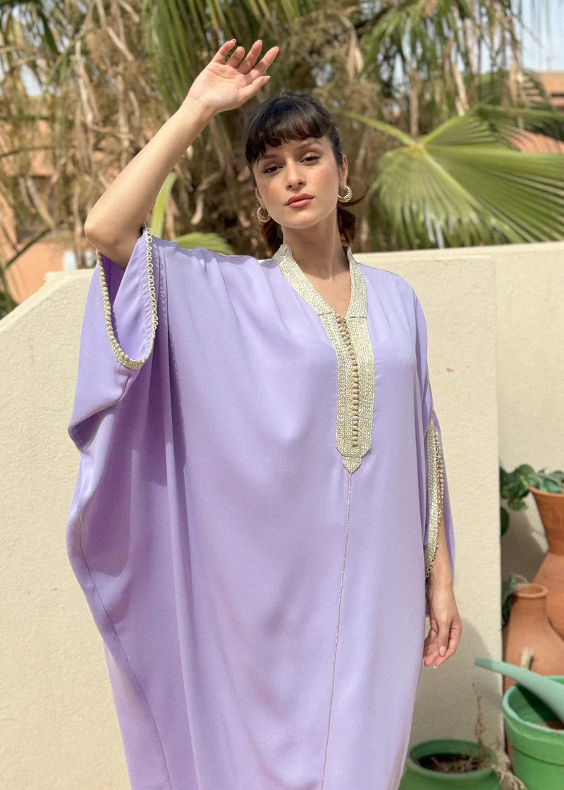 Oversized Crepe Kaftan with Signature Details