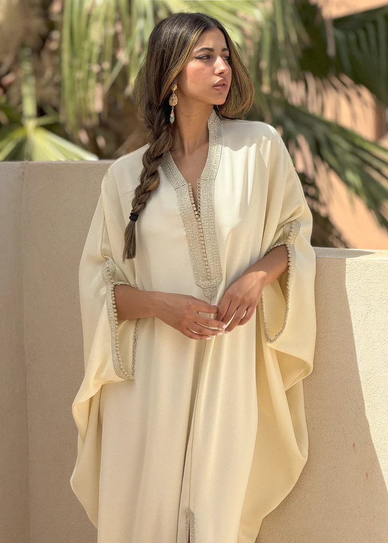 Oversized Crepe Kaftan with Signature Details