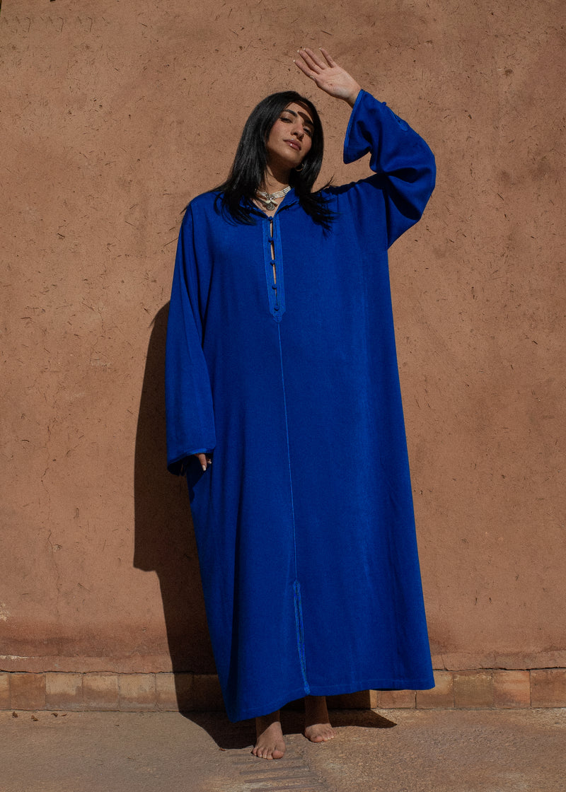 Tone-on-Tone Sfeefa Kaftan with Silk Button Details