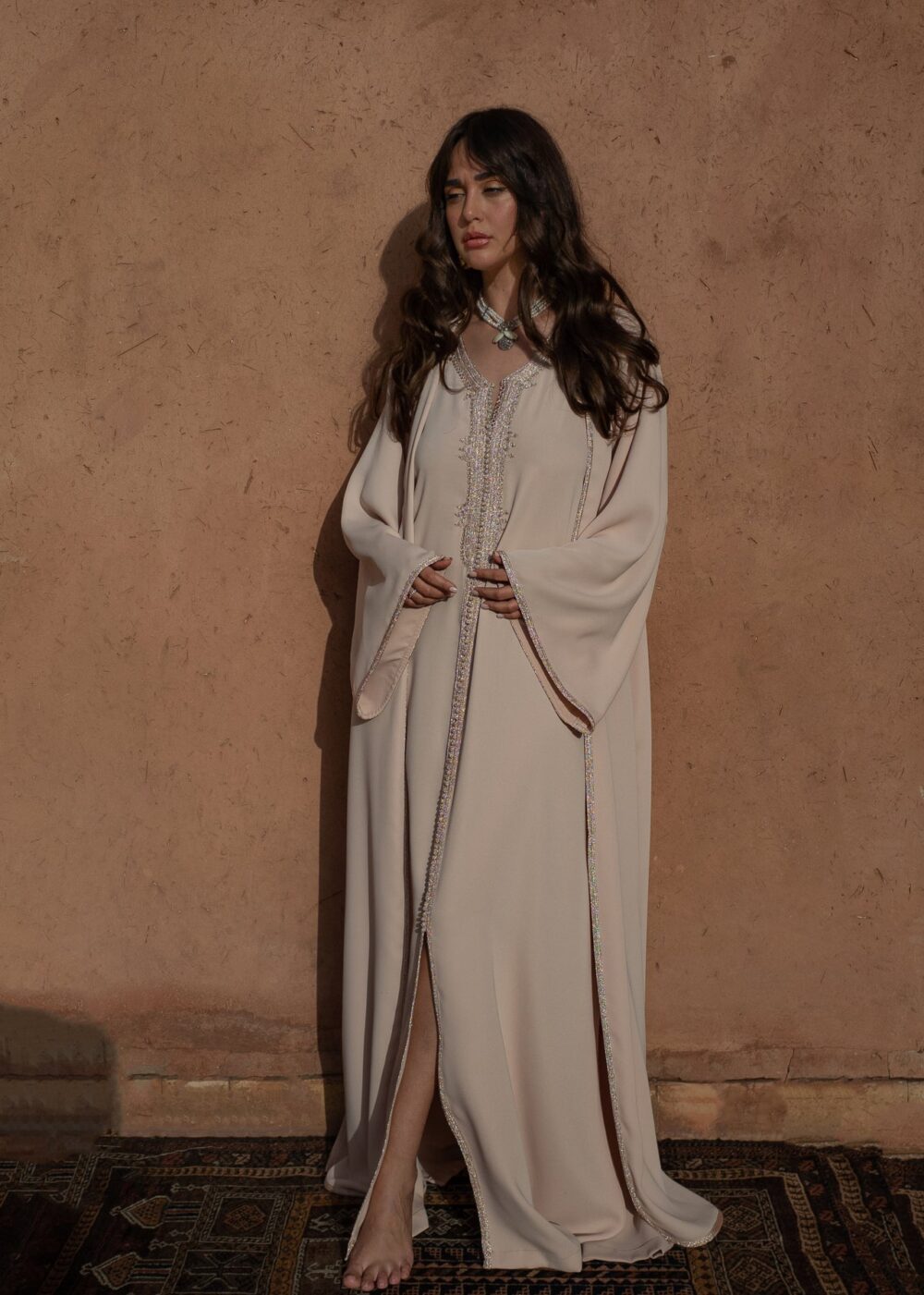 Golden Sfeefa Kaftan Set - Elegant Co-ord Ensemble