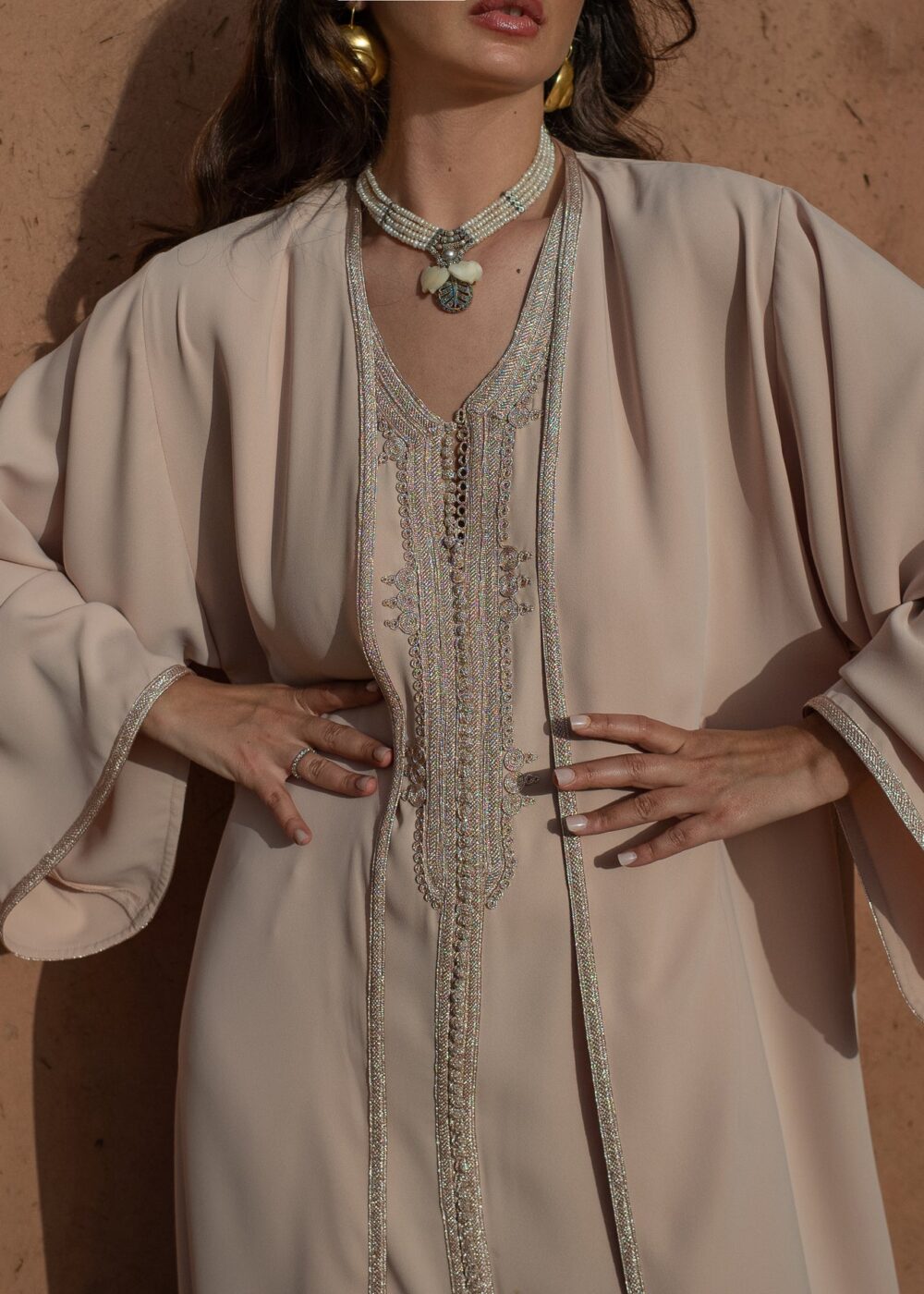 Golden Sfeefa Kaftan Set - Elegant Co-ord Ensemble