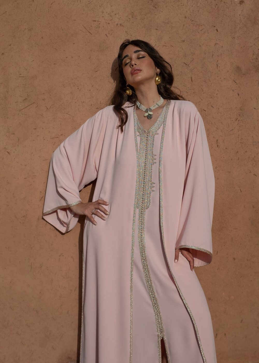 Golden Sfeefa Kaftan Set - Elegant Co-ord Ensemble