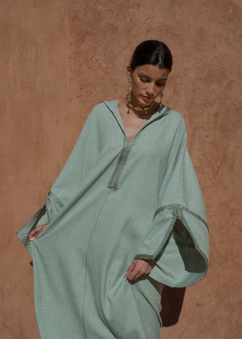 Linen Kaftan Dress - Hooded Jalabiya