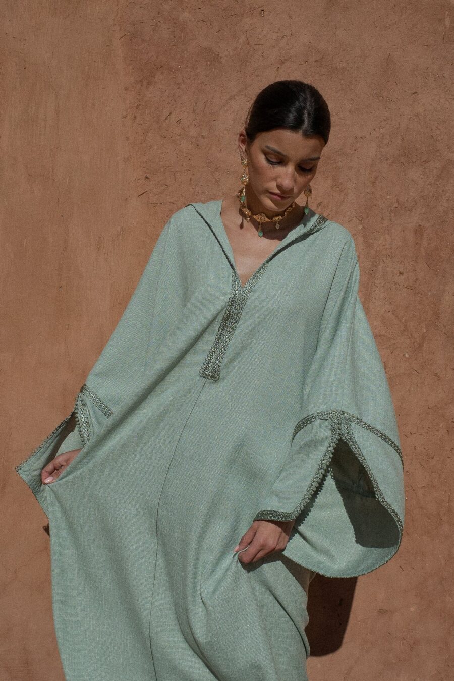 Linen Kaftan Dress - Hooded Jalabiya