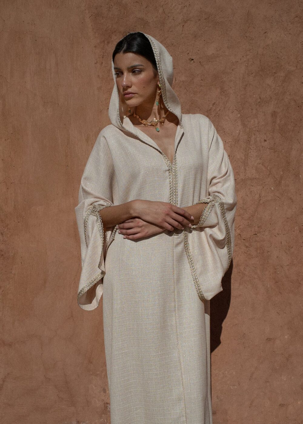 Linen Kaftan Dress - Hooded Jalabiya